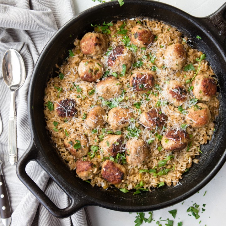 Healthy Turkey Meatballs and Rice (One-Skillet Recipe!) - Howe We Live