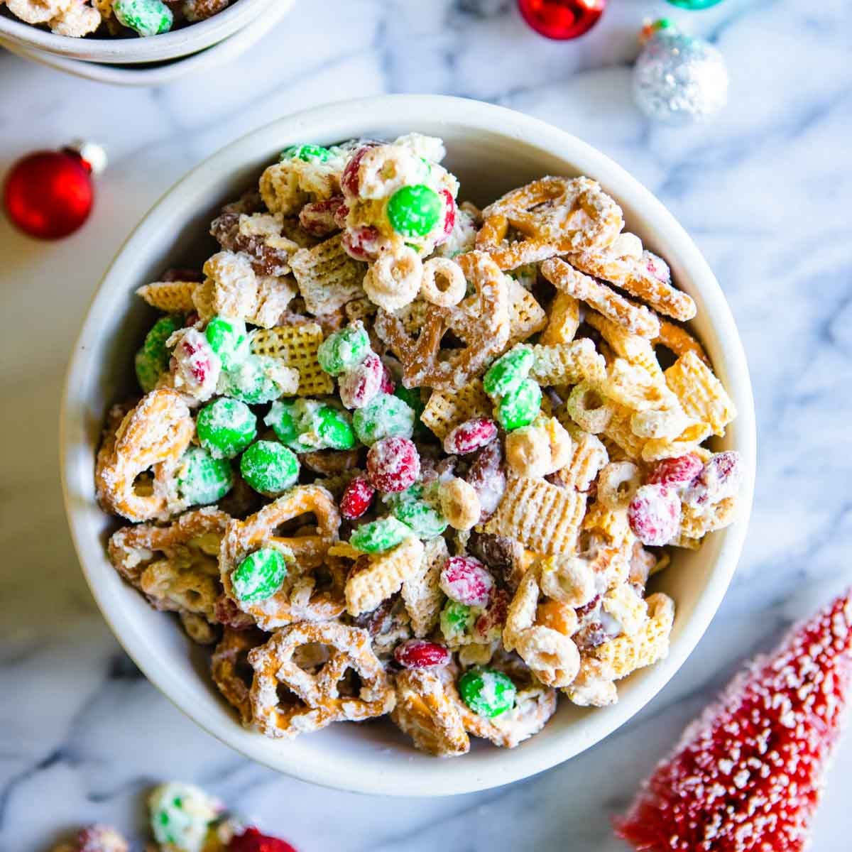 Festive White Chocolate Holiday Chex Mix - Howe We Live