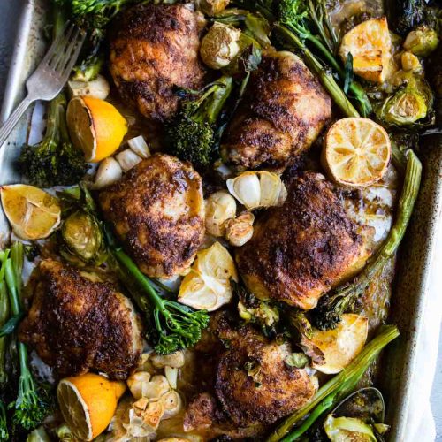 Sheet Pan Chicken Thighs and Veggies