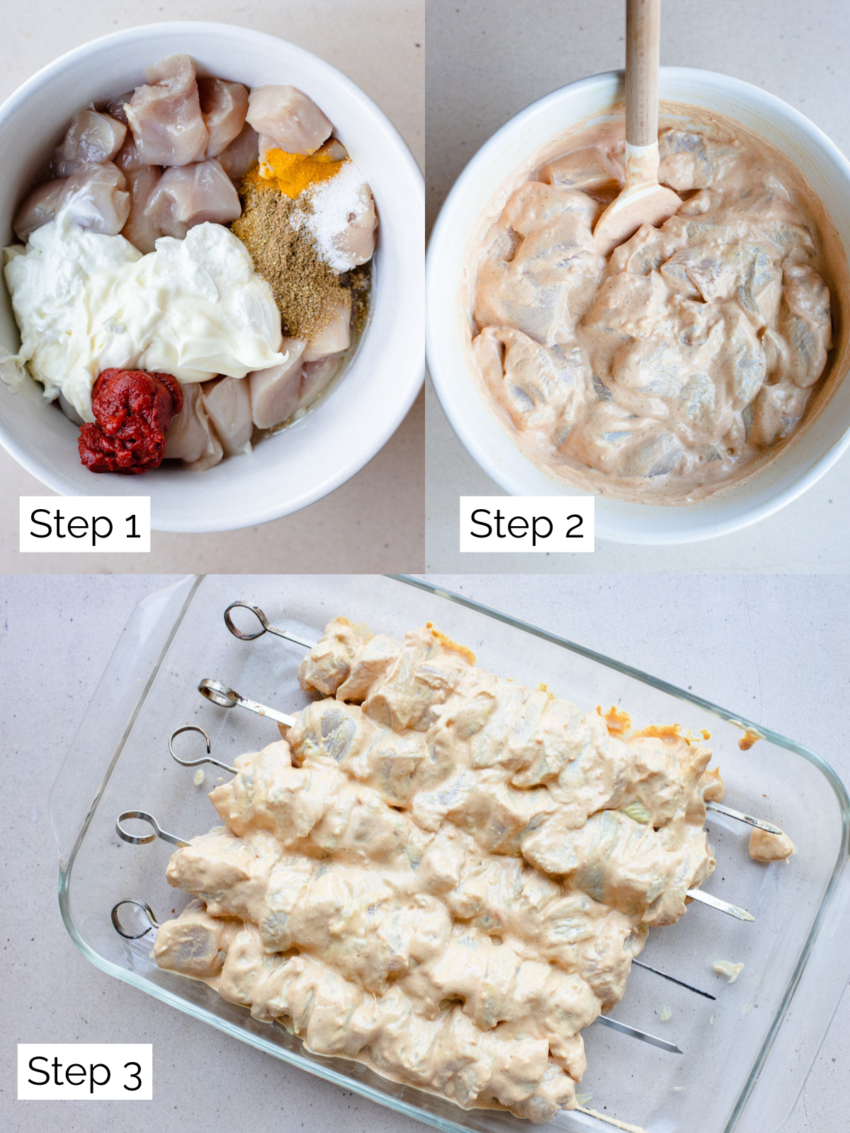 process shots of chicken shawarma kebabs being made 