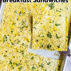 sheet pan eggs for sandwiches baked in a quarter rimmed baking sheet