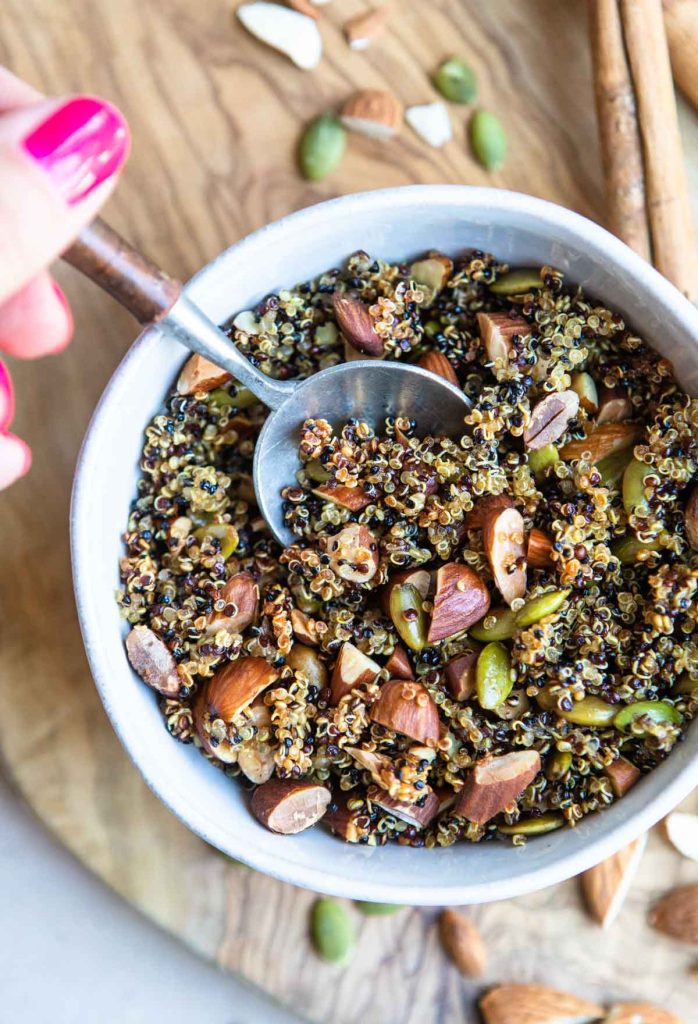 nutty crispy quinoa in a bowl