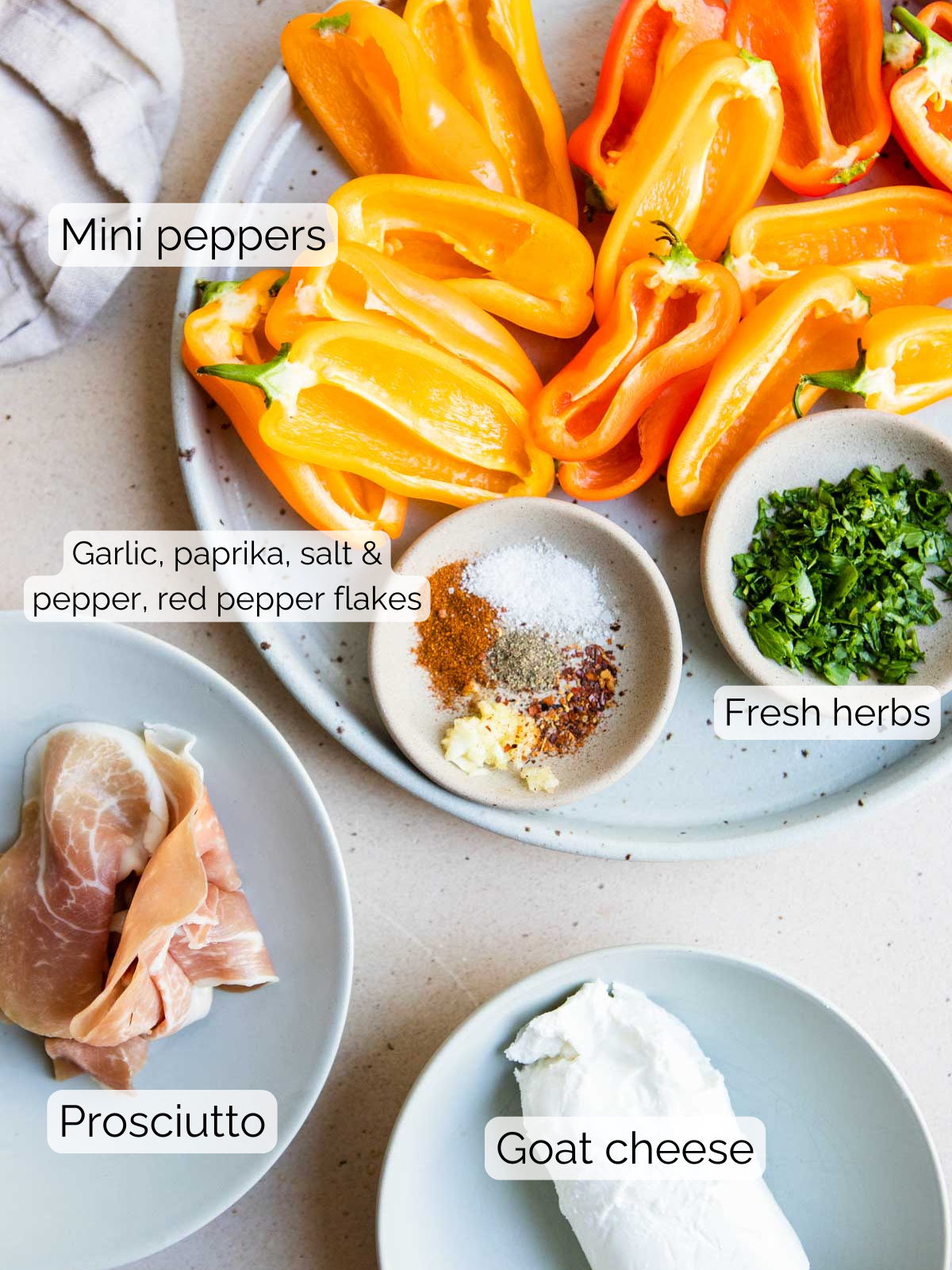 ingredients to make goat cheese stuffed peppers 