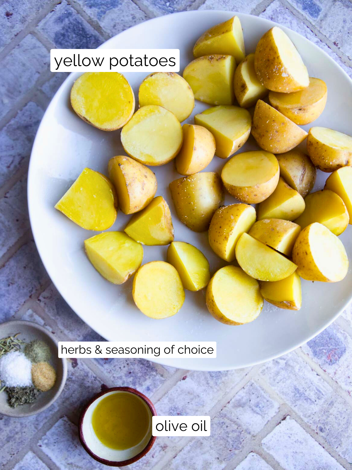 ingredients to make roasted baby dutch yellow potatoes 