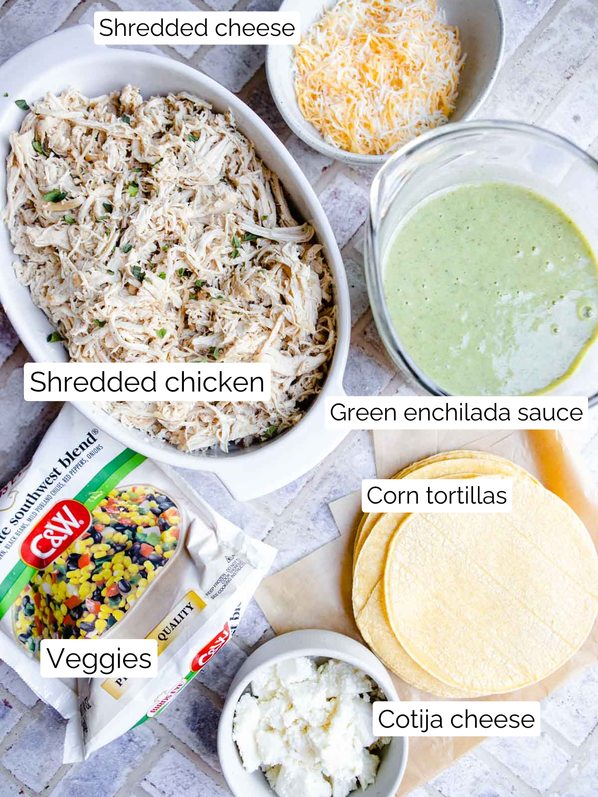 ingredients to make green chili healthy chicken enchiladas 